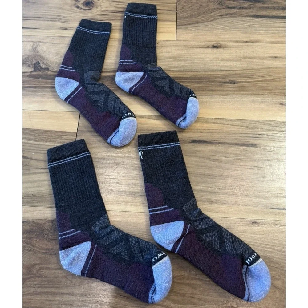 Smartwool Merino Wool Crew Hiking Socks Adult Medium (Estimated) Lot of 2 Pairs